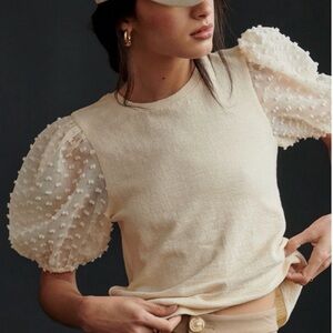 Maeve Puff Sleeve Top Ivory Size Medium